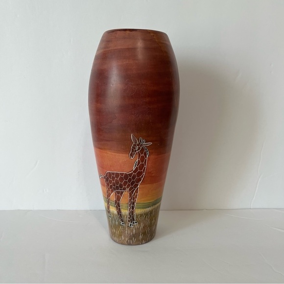 Hand Carved Soapstone Etched Giraffe Tree African Made in Kenya - Picture 1 of 15